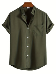Men's Casual Stand Collar Short Sleeve Shirt