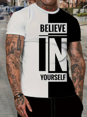 Men's Believe In Yourself Print T shirt Casual Comfy 3D Print Tee Men's Clothing