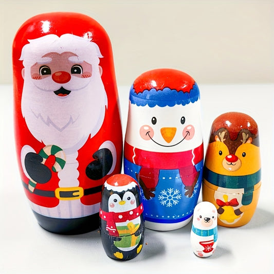 Colorful Wooden Nesting Dolls for Kids - Educational Toy & Decor