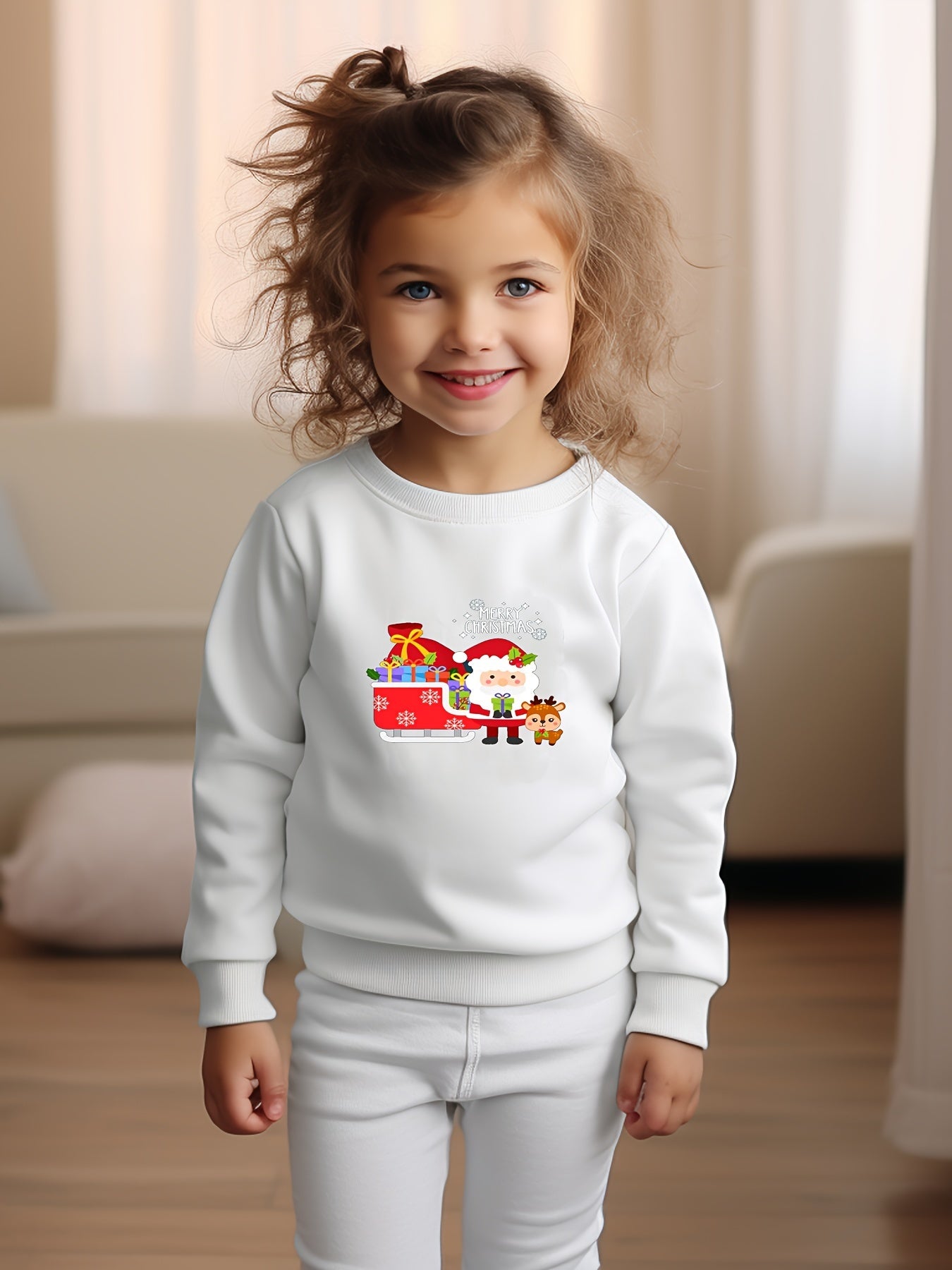 Christmas Graphic Pullover Girls Sweet Sweatshirt Kids Gift