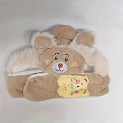 Kids Plush 2-In-1 Hat & Scarf Ear Protection Winter Hat & Neck Warmer