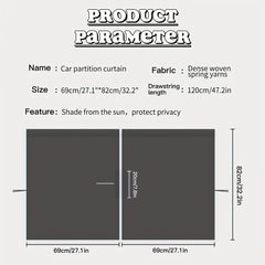 Car Front/Rear Partition Curtain Middle Shade Commercial Vehicle Privacy