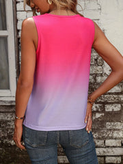 Ombre Lace V Neck Tank Top Sleeveless Summer Casual Women's Clothing