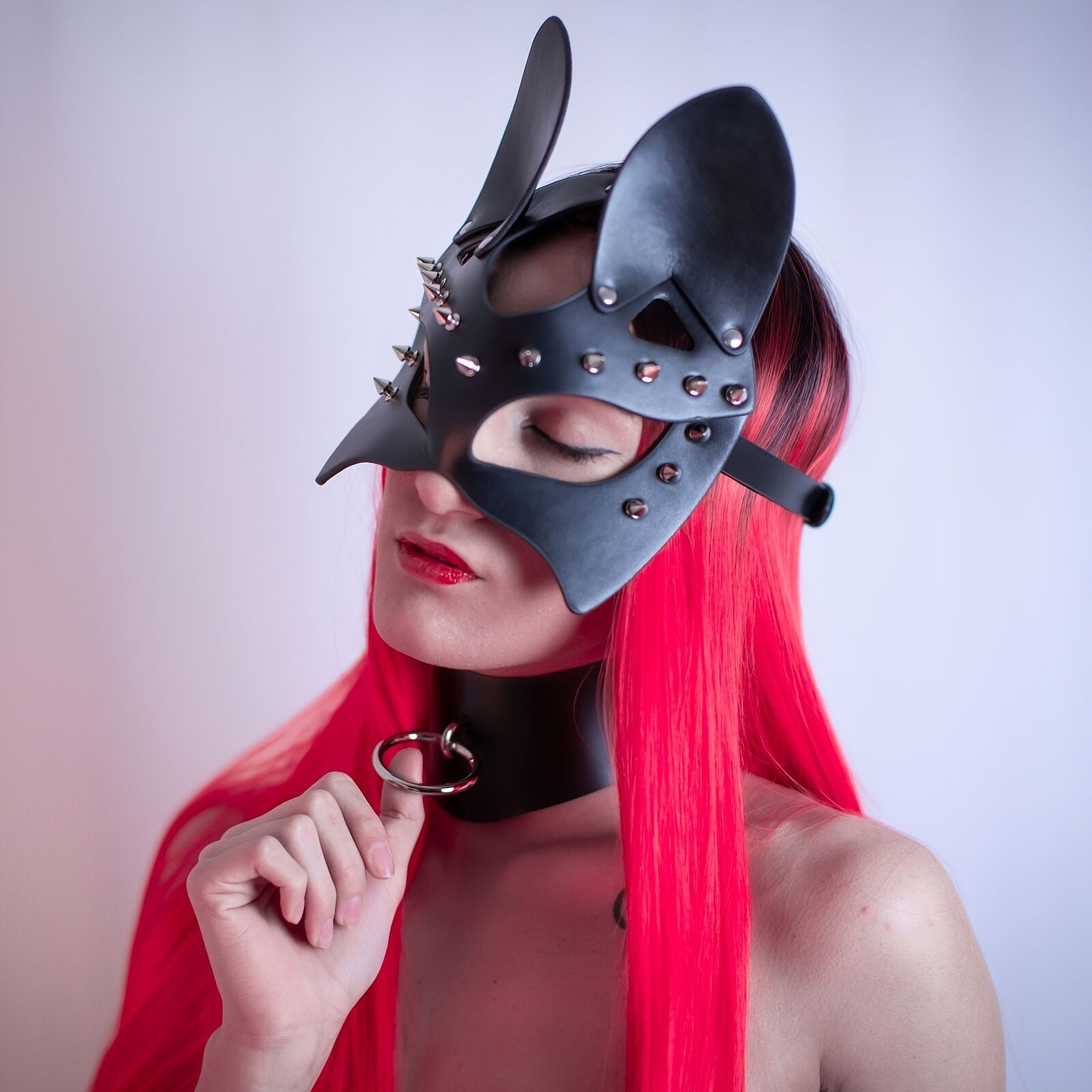 Punk Studded Decor Masks Cosplay Party Halloween Half Face Mask