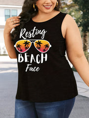 Letter & Glasses Print Tank Top