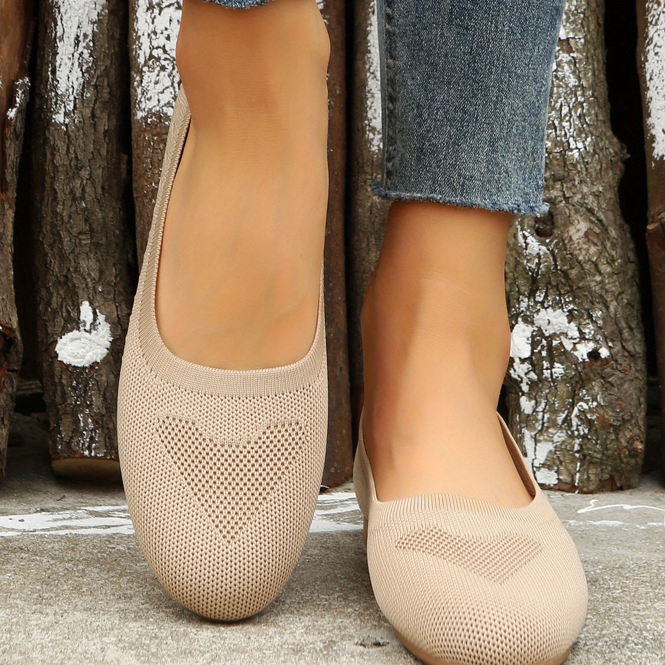 Women's Soft Sole Knit Flat Shoes Slip On Casual Breathable Flats