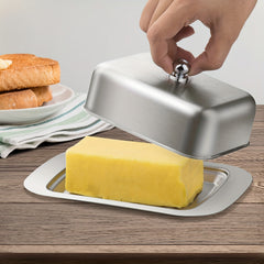 Stainless Steel Butter Box with Cover, Creative Butter Dish, Cheese Storage Box