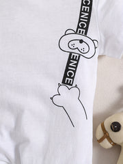 Baby Boys Bear Paw Letter Romper Short Sleeves Summer Romper