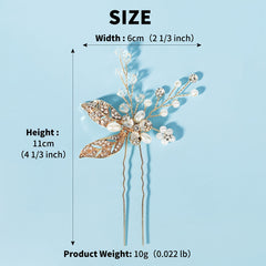 Rhinestone Leaf Bridal Hairpin Hair Accessories U-shaped Hairpin
