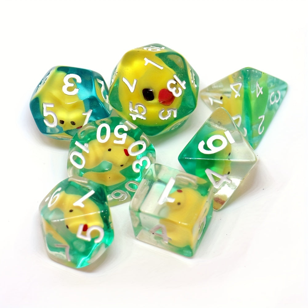 7pcs Set Yellow Duck Board Game Dice Set Polyhedral Table Game Dice
