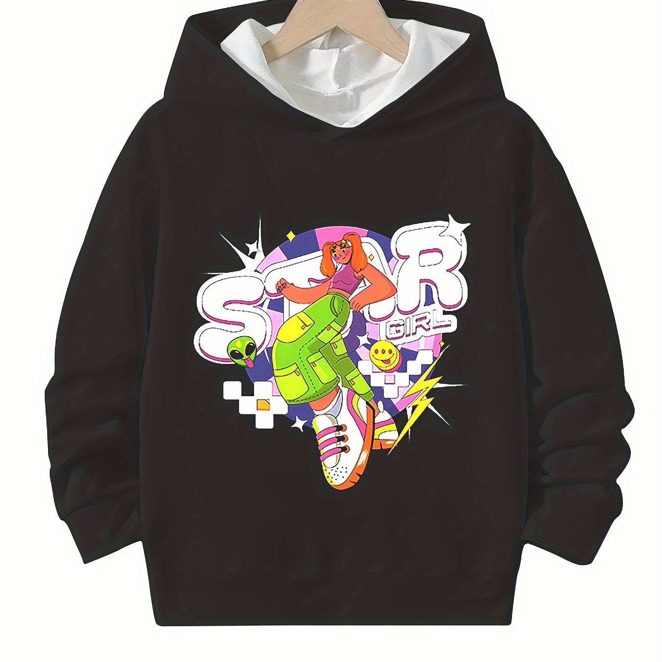 Star Girl Graphic Hoodies Girls Comfy Hooded Pullover