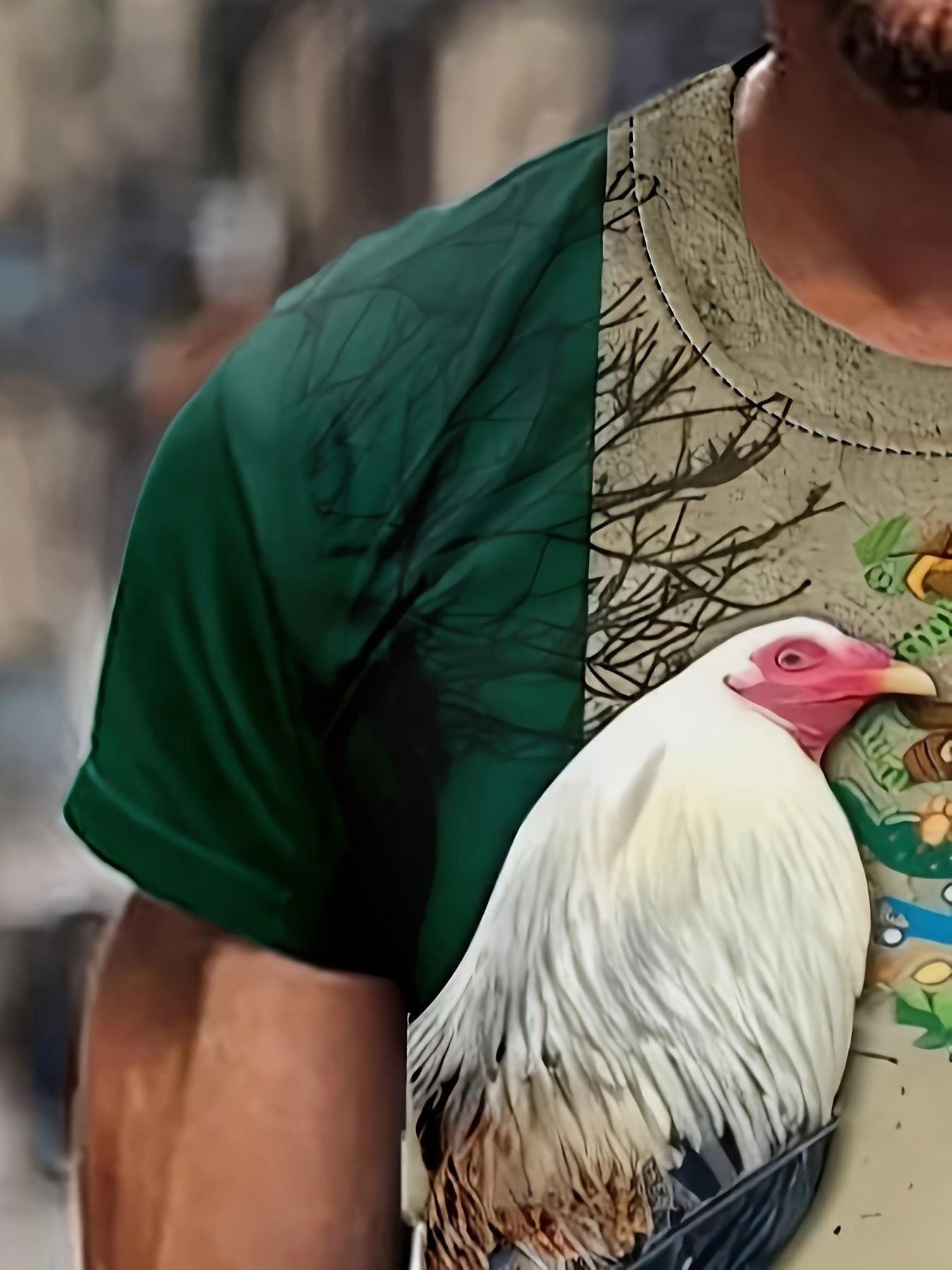 MEXICO Rooster Pattern Print Men's Short Sleeve T Shirt