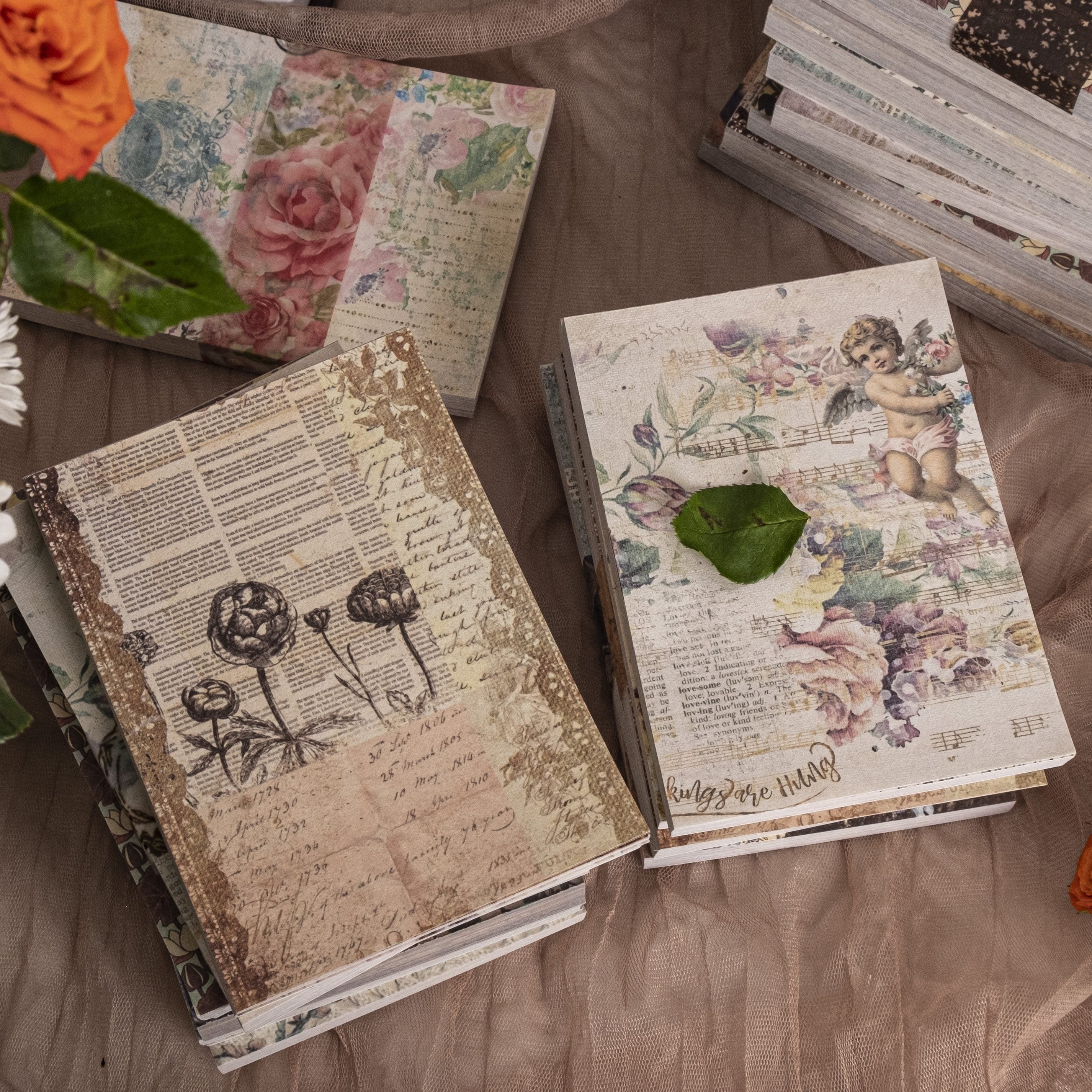 100 Sheets Retro Scrapbook Paper Set DIY Material 9.91 cm x 13.97 cm