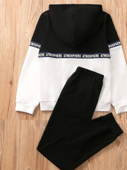 Boys 2pcs Letter Print Hoodie & Sweatpants Set Outdoor Spring And Autumn