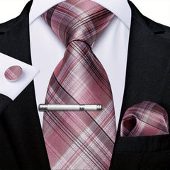 Men's Silk Tie Striped Solid Paisley Necktie Hanky Set
