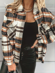 Plaid Shirt Jacket Button Up Casual Plaid Shacket Women's Clothing