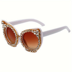 Rhinestone Cat Eye Sunglasses Gradient UV400