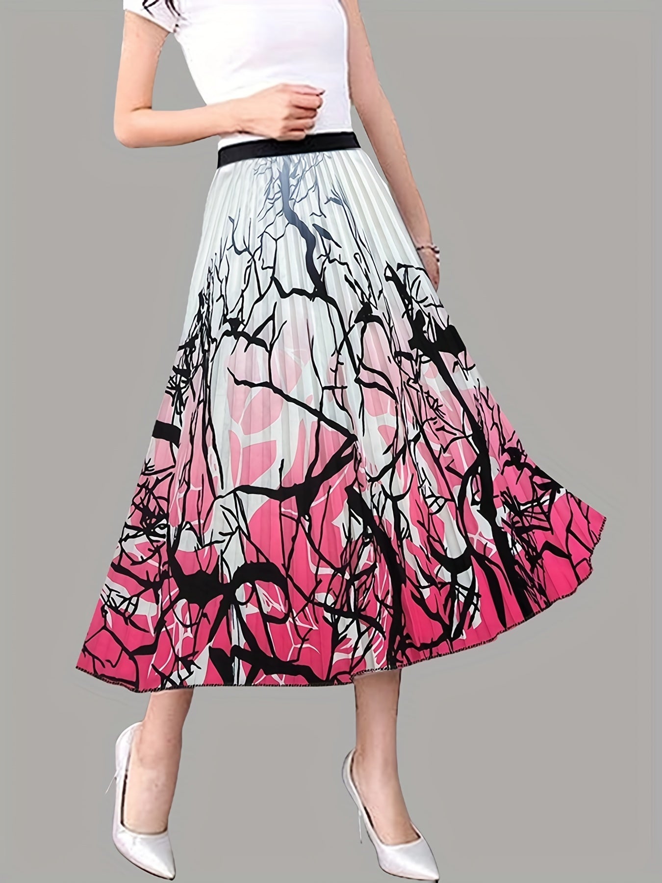 Pleated High Waist Swing Skirt for Spring & Summer
