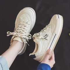 Women's Argyle Quilted Canvas Shoes Lace Up Thick Sole Board Shoes