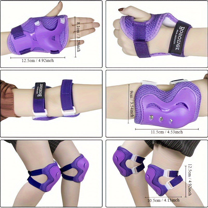 6pcs Kids Roller Skating Knee Pads Set PP Material