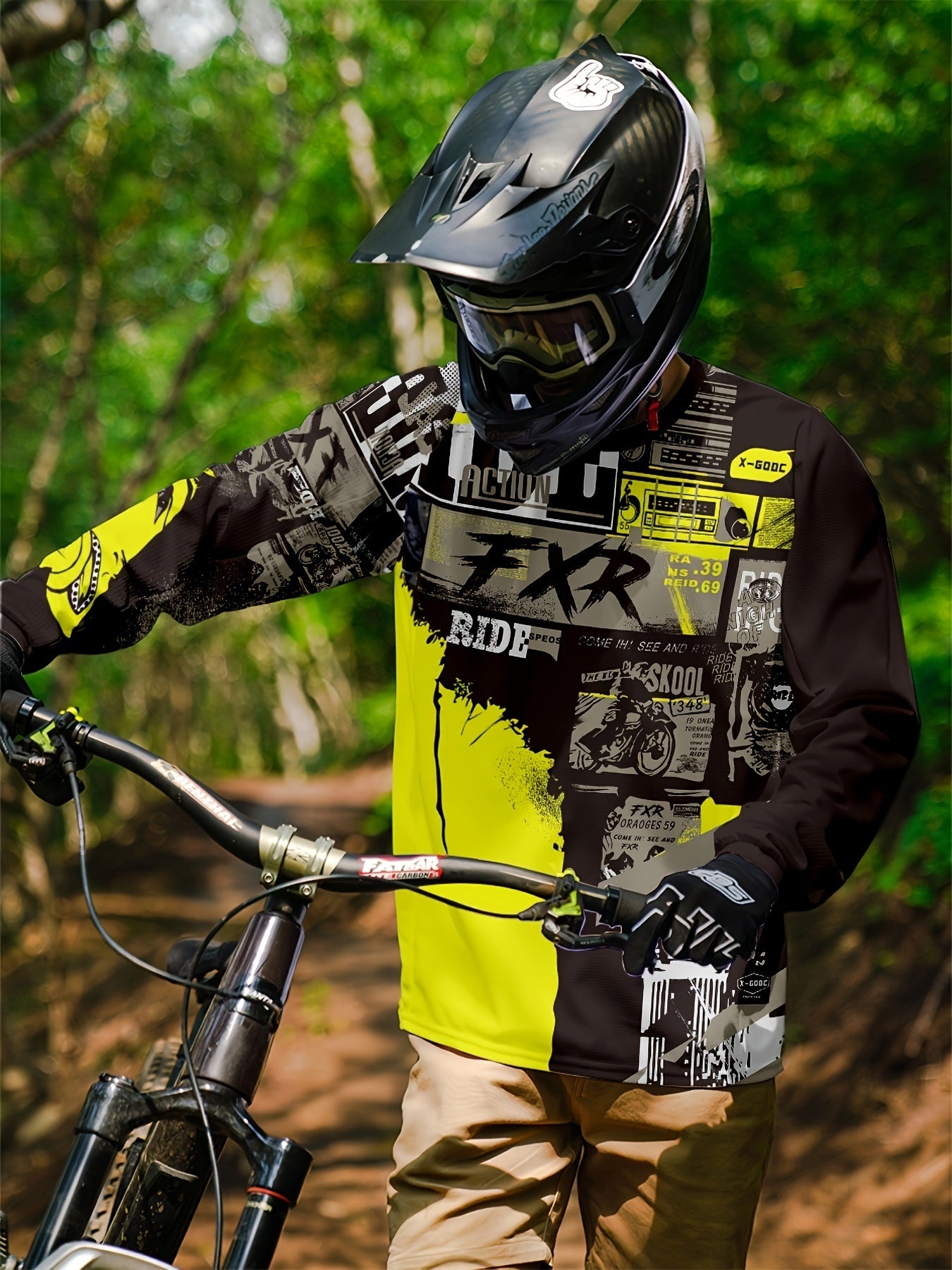 Men's Alphabets Pattern Cycling Jersey - Moisture Wicking Long Sleeve