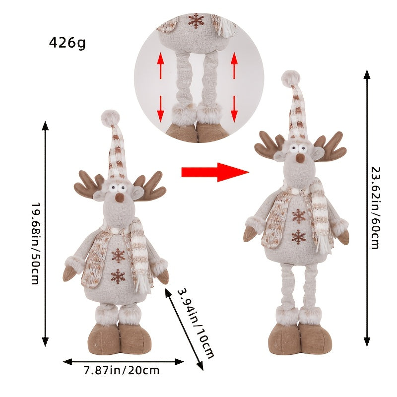 Christmas Snowman Telescopic Doll Knitted Elk Doll Window Scene Arrangement