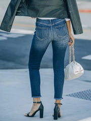 Sexy Jeans Women's Plus Solid Ripped Raw Trim High Rise