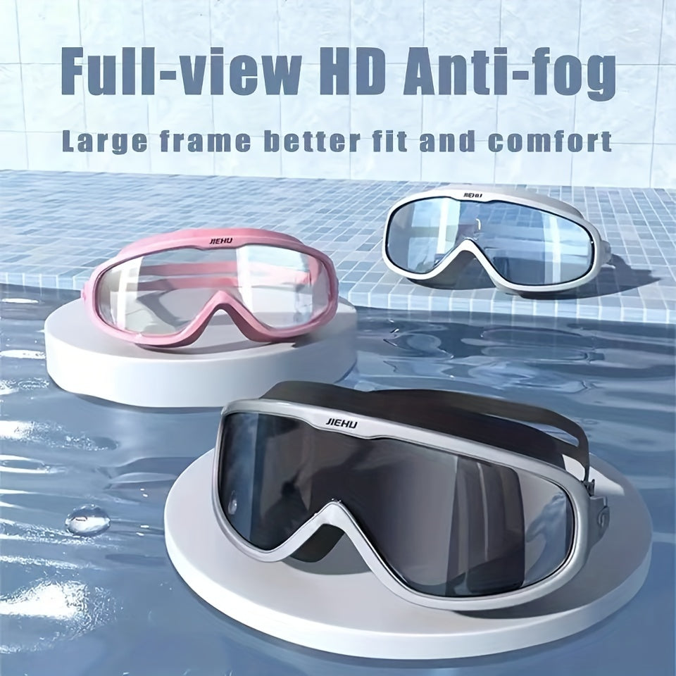 Adult Waterproof Swimming Goggles Large Frame Anti Fog Glasses