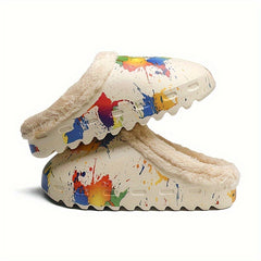 Women's Colorful Painting Warm Slippers Non-slip Outdoor Slippers