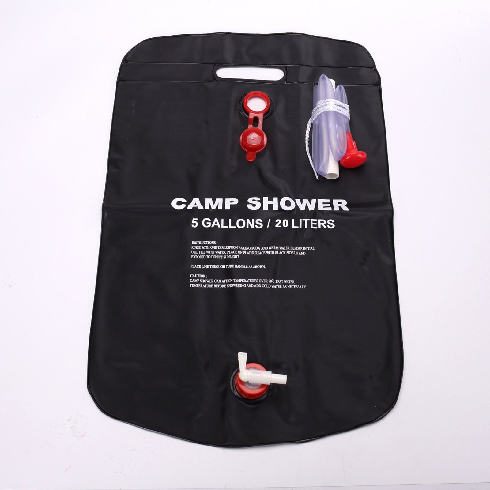 5 Gallon Portable Solar Shower Bag with Removable Hose and On Off Switchable Sho