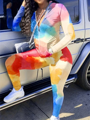 Y2K Tie Dye Hoodie & Pants Set Women's Outfit
