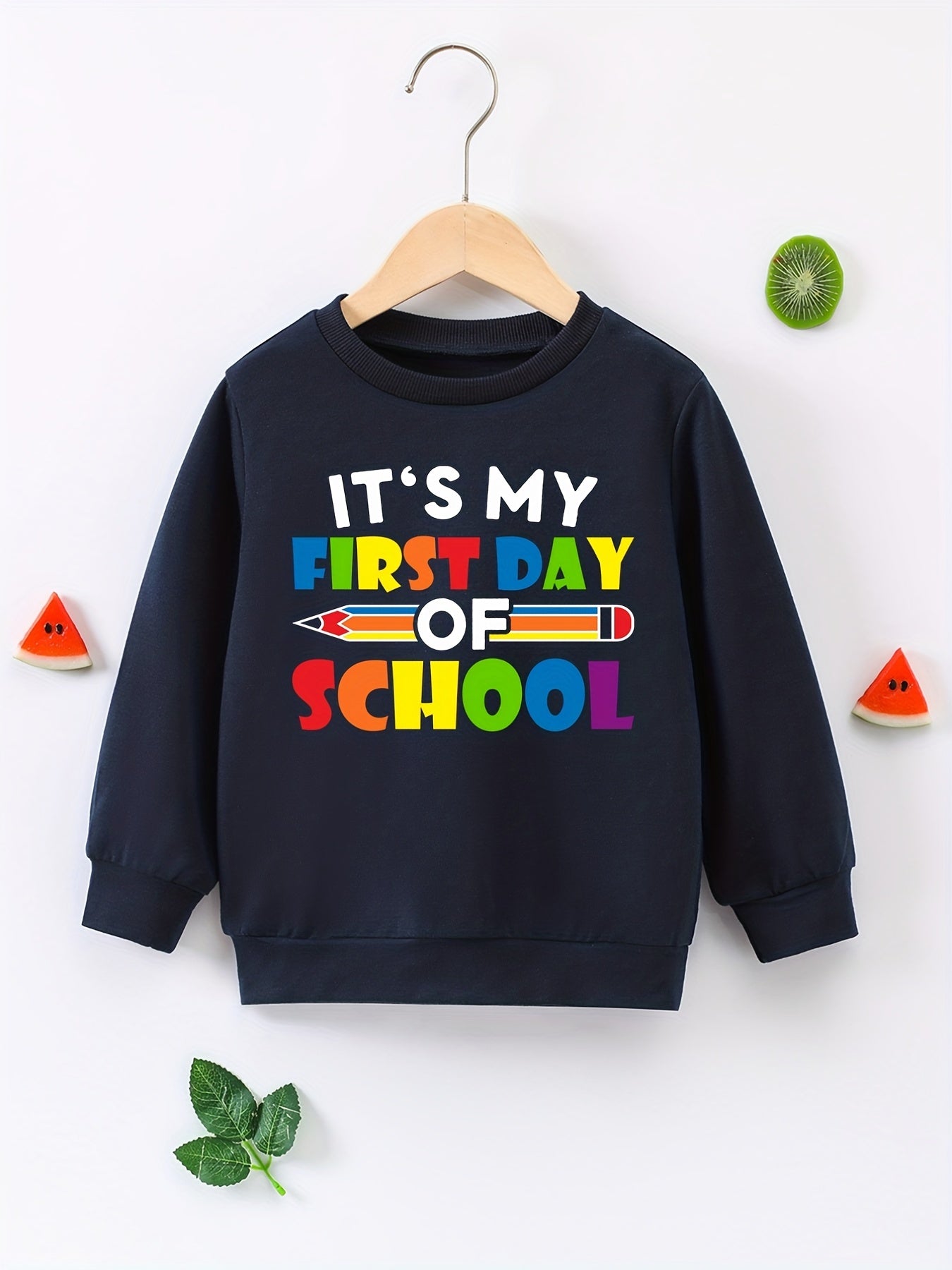 First Day of School Boys Sweatshirt Long Sleeve Crew Neck Tops