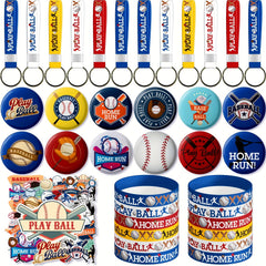Baseball Party Favors 86pcs Bracelet, Pins, Keychain, Decoration