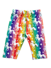 Unicorn & Rainbow Graphic Shorts Leggings For Girls