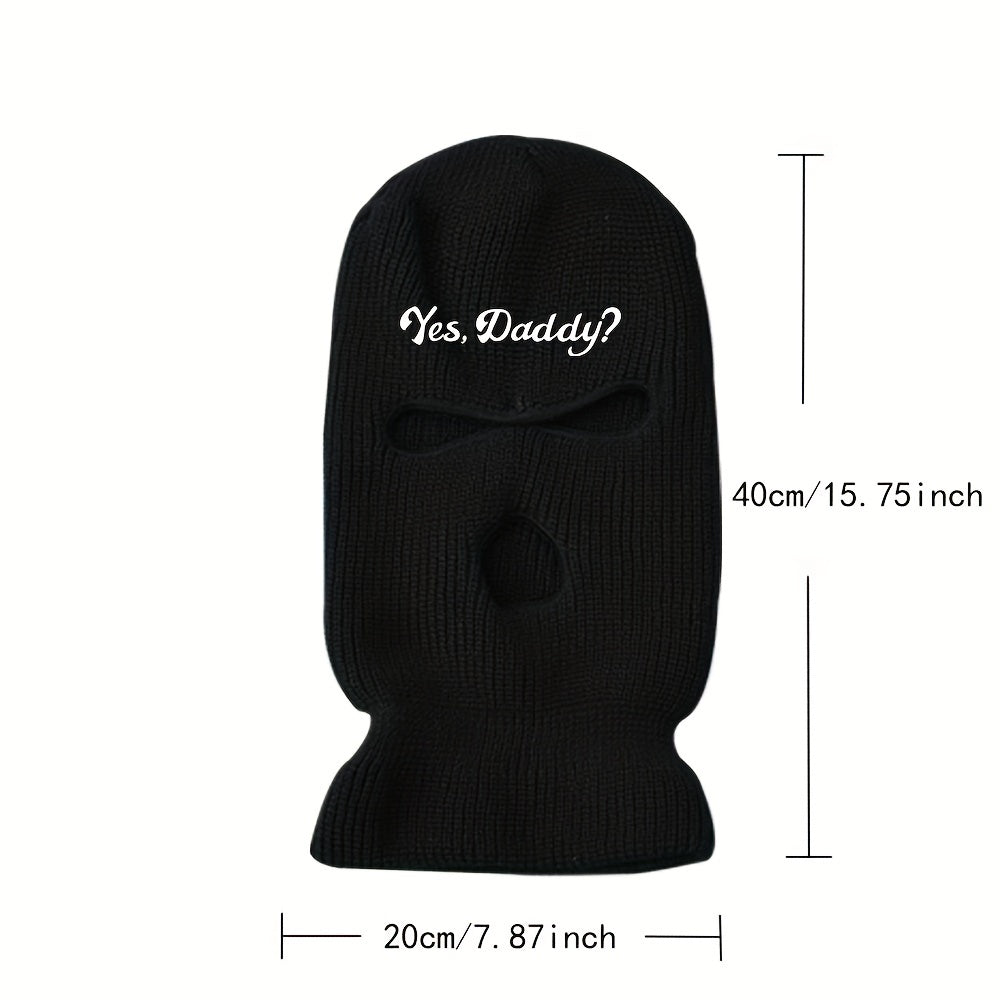 Embroidered Letters Ski Mask Balaclava Beanies Hats For Women And Men