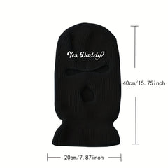 Embroidered Letters Ski Mask Balaclava Beanies Hats For Women And Men