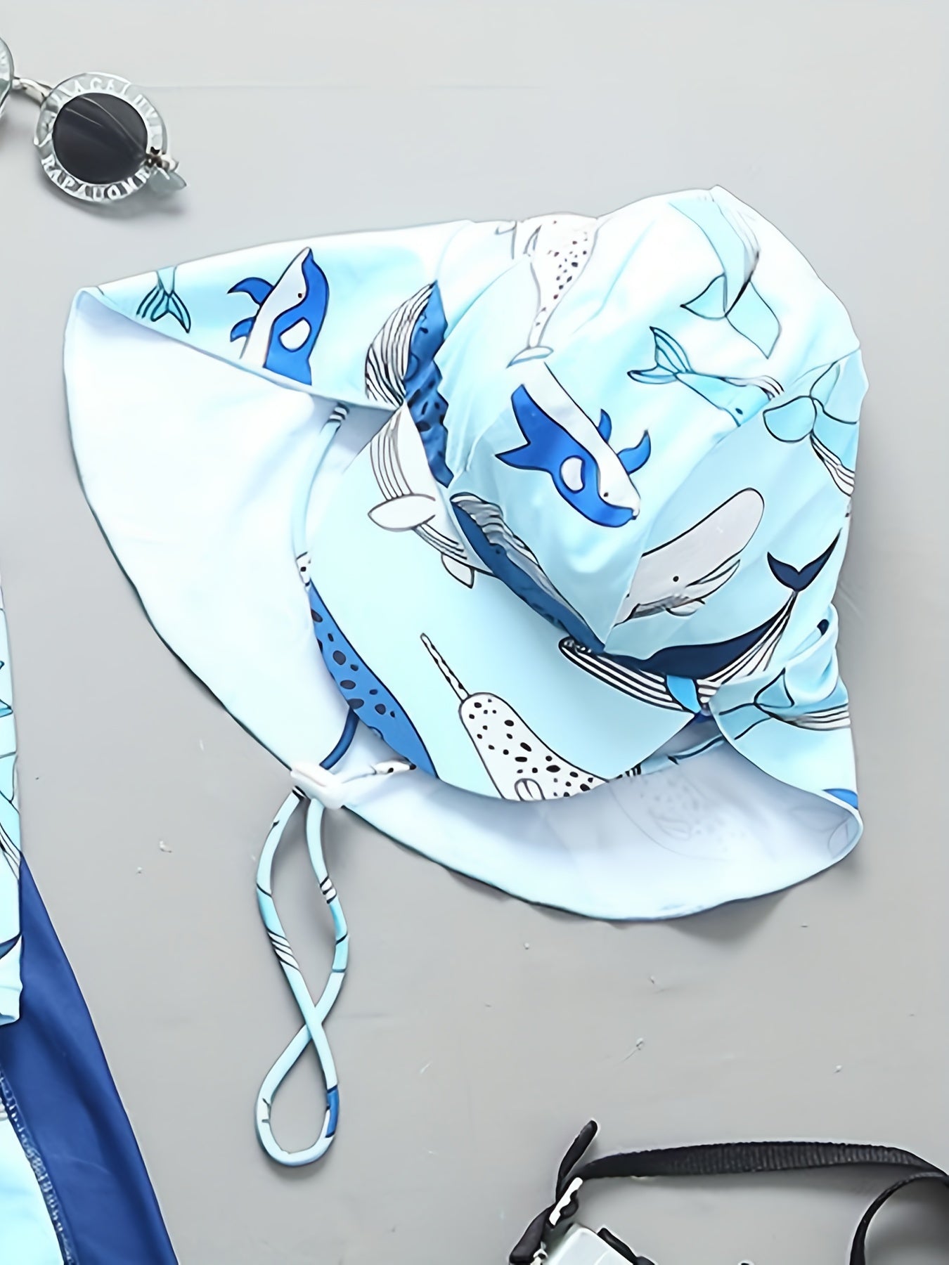 Boy's Whale Graphic One Piece Swimsuit Short Sleeves Zip Up Swimwear