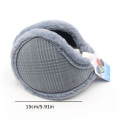 Men's Plaid Winter Cycling Ear Warmers Brown & Gray Checkered Pattern