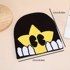 Fashionable Ear Protection Sport Knit Beanie Hat with Star Print