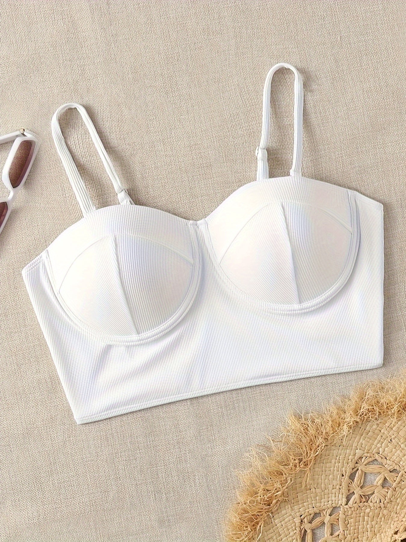 Ribbed Backless Stretch Bikini Top