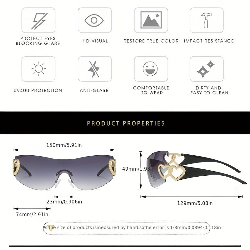 Y2K Gradient Heart Hollow Sunglasses UV400