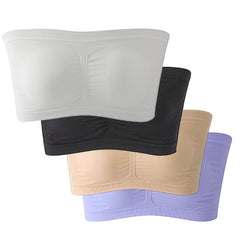 4pcs Seamless Invisible Bandeau Bras Comfy Soft Stretch Everyday Bra