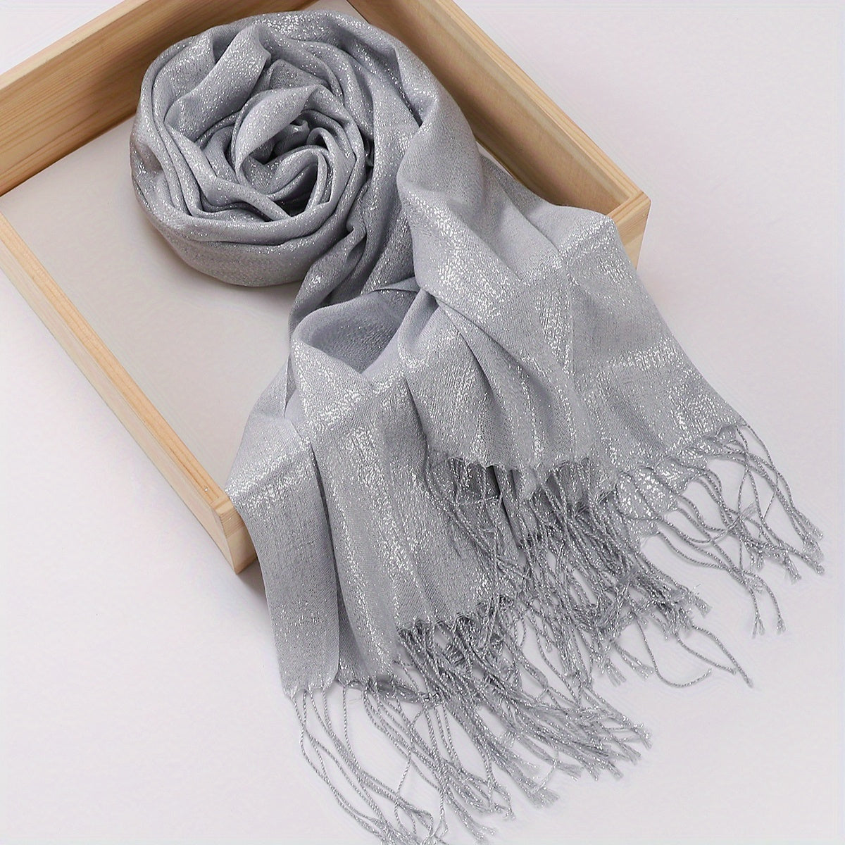 Glitter Tassel Hijab Solid Scarf Turban Plain Shawl