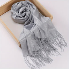 Glitter Tassel Hijab Solid Scarf Turban Plain Shawl