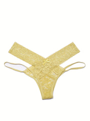 6pcs Floral Lace Cut Out Thongs Low Waist Panties Pack