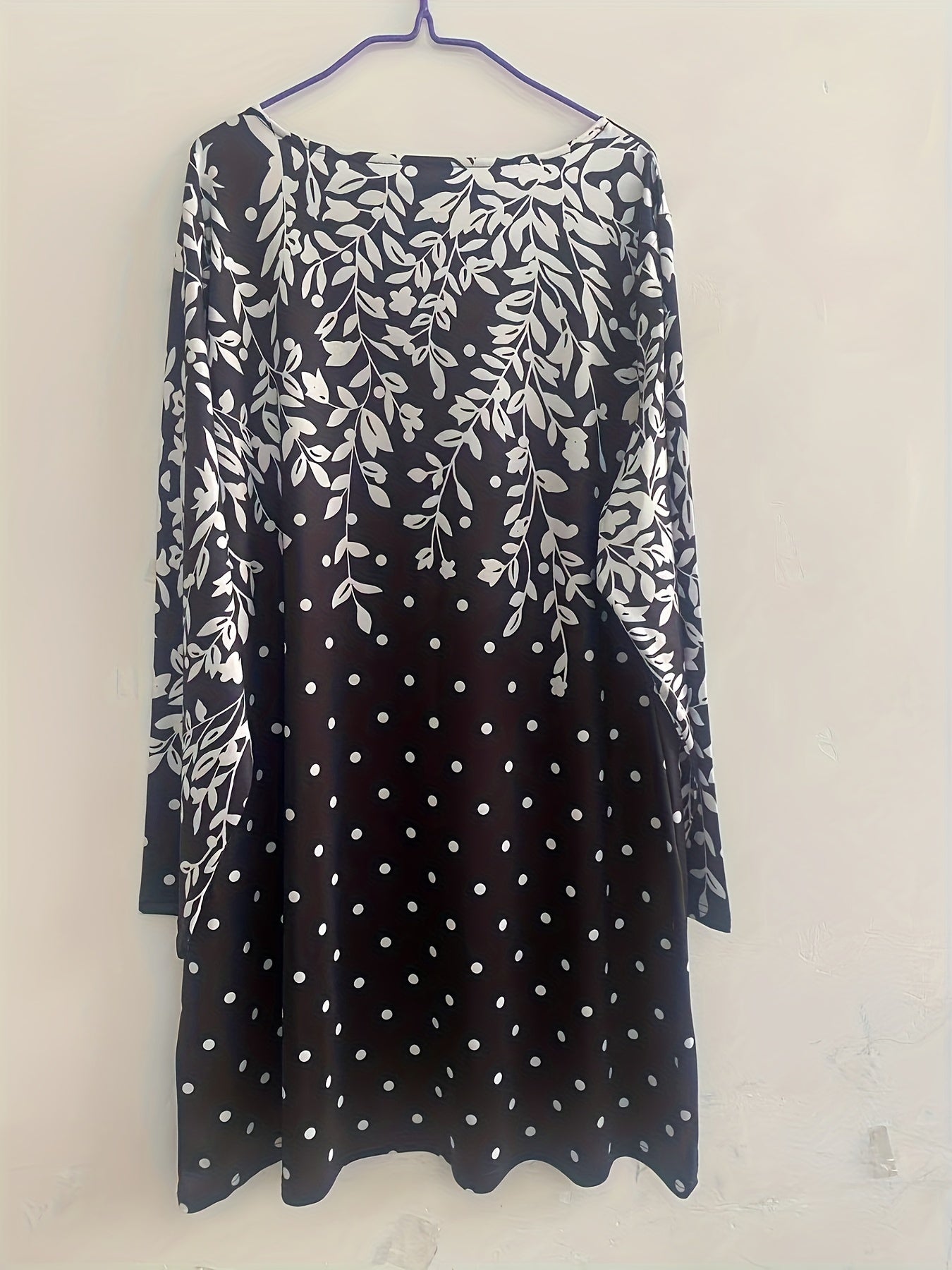 Casual Dress Women's Floral & Polka Dot Print Long Sleeve