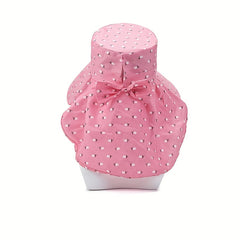 Cotton Sun Hat With Neck Gaiter Pink UV Protection