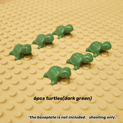 6pcs Turtle Building Block Accessories Dark & Light Green