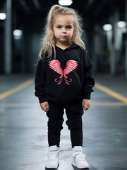 OERYUI 2pcs Sweet Wings Print Hoodies Pants Set for Spring Fall