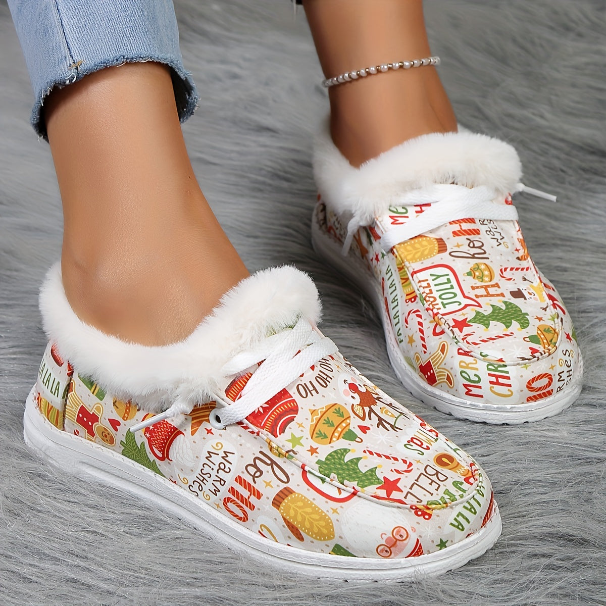 Women's Christmas Snow Boots Elk Pattern Warm & Comfortable